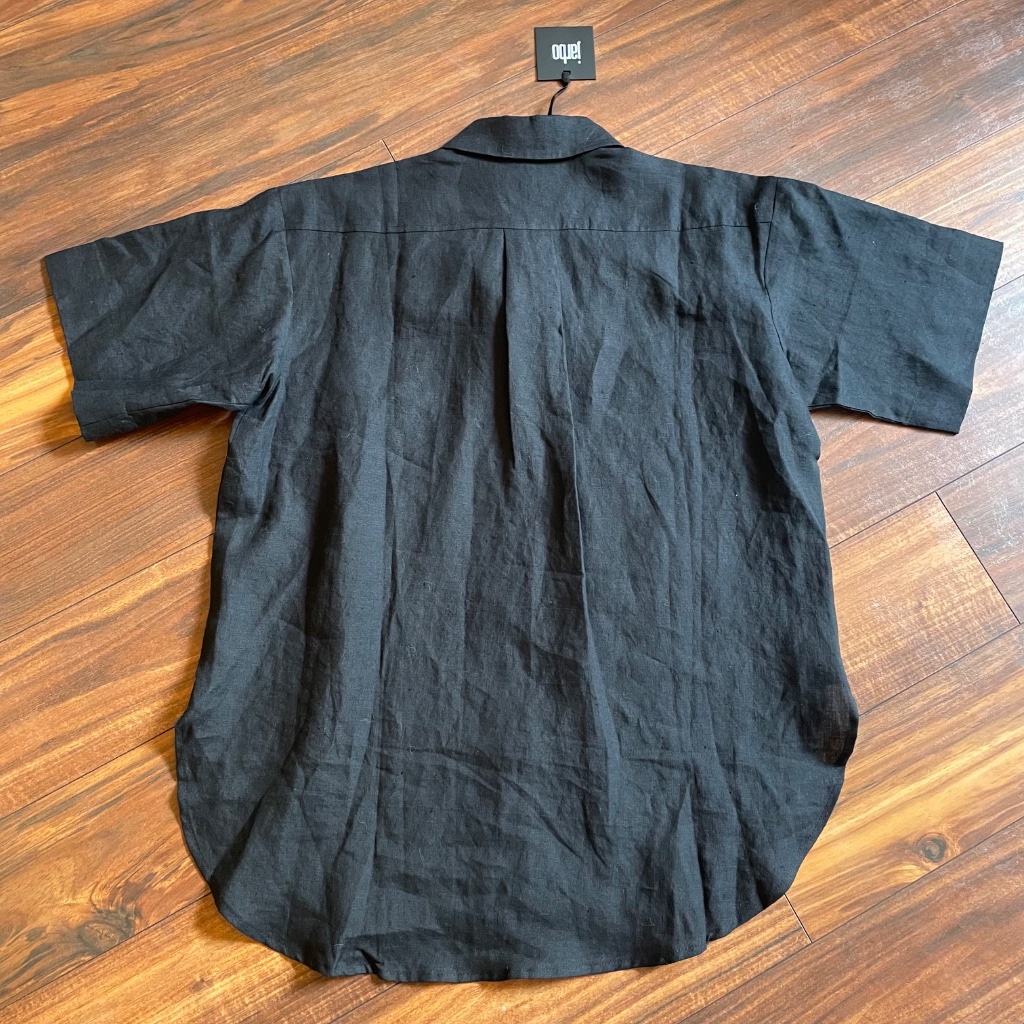 Jarbo Big Pocket Button Front Linen Shirt Short Sleeve Black Size 0/Xs — image 6 of 8